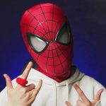 US Stock | Multiverse SpiderMan Helmet mask | Real Wear | Ring Remote Control | Eye Lamp Glowing | 3D Fabric | Breathable